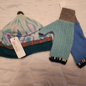 Cashmere Colorful Hat and Fingerless Glove Set